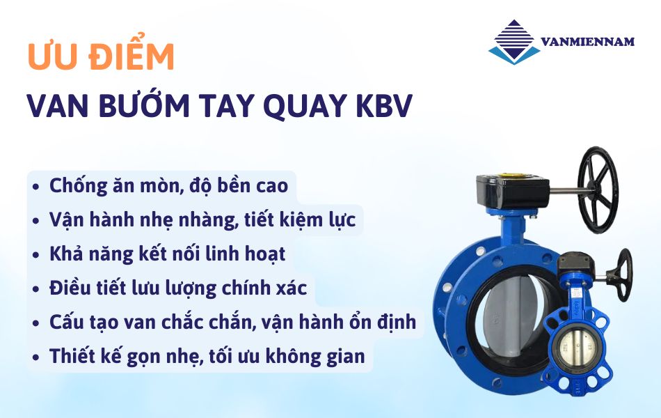 Ưu điểm van bướm tay quay KBV