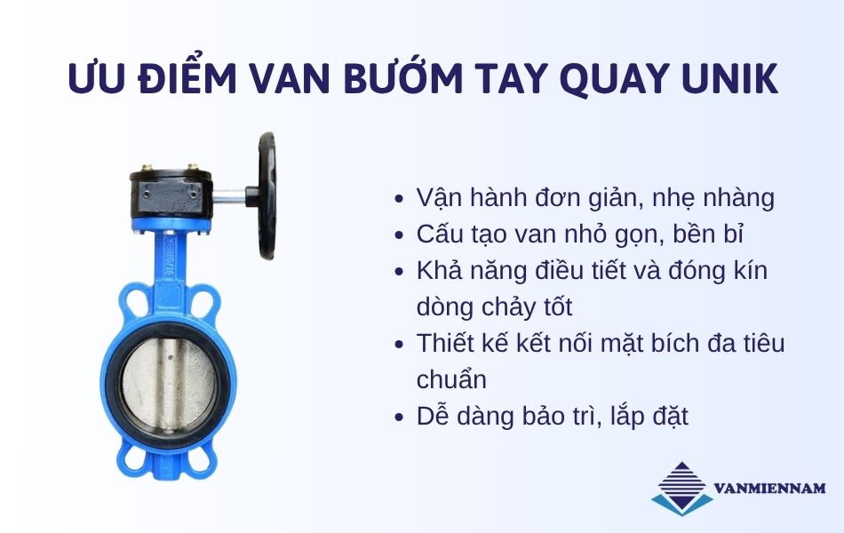 ưu điểm của van bướm tay quay Unik