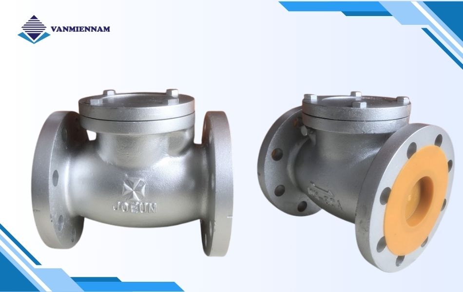 Van 1 chiều lá lật inox mặt bích Joeun