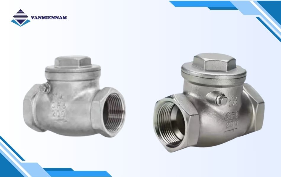 Van 1 chiều lá lật inox nối ren Joeun